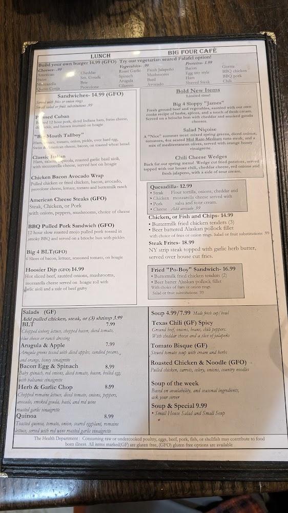 Big Four Cafe Menu image 1
